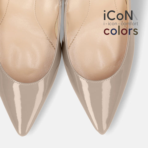 2024AW：iCoN COLORS：ポインテッドトゥ エナメル パンプス（C76531）グレージュE/mamian（マミアン）