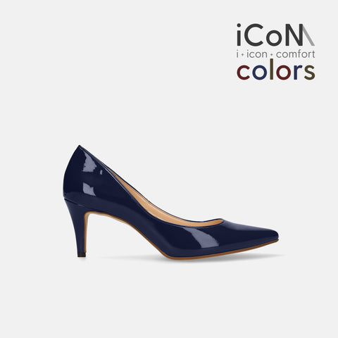 2024AW：iCoN COLORS：ポインテッドトゥ エナメル パンプス（C76531）クラシックネイビー/mamian（マミアン）