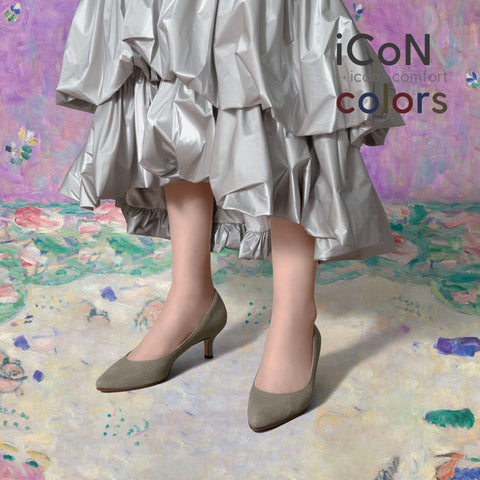 2024AW：iCoN COLORS：ポインテッドトゥ スエード パンプス（C57172）グレージュS/mamian（マミアン）