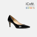 15%OFF：2025SS：iCoN COLORS：ポインテッドトゥ エナメル パンプス（C76531）ブラックE/mamian（マミアン）