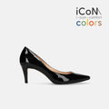 15%OFF：2025SS：iCoN COLORS：ポインテッドトゥ エナメル パンプス（C76531）ブラックE/mamian（マミアン）