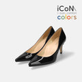 15%OFF：2025SS：iCoN COLORS：ポインテッドトゥ エナメル パンプス（C76531）ブラックE/mamian（マミアン）