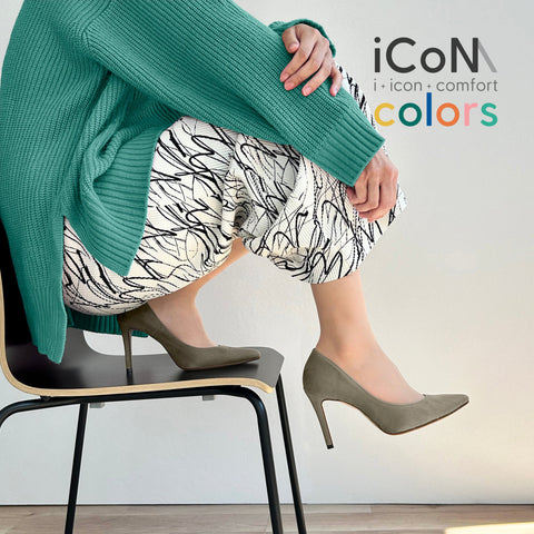 30%OFF：iCoN COLORS：ポインテッドトゥ スエード パンプス（C9042）グレージュS/mamian（マミアン）