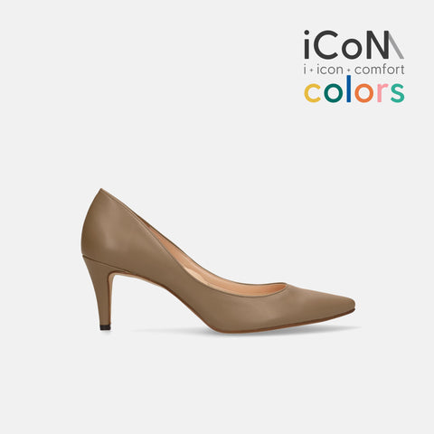 30%OFF：iCoN COLORS：ポインテッドトゥ スムース パンプス（C76533）ダークグレージュ/mamian（マミアン）