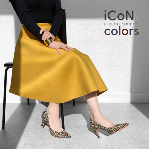 2024AW：iCoN COLORS：ポインテッドトゥ スエード パンプス（C76532）レオパードS/mamian（マミアン）