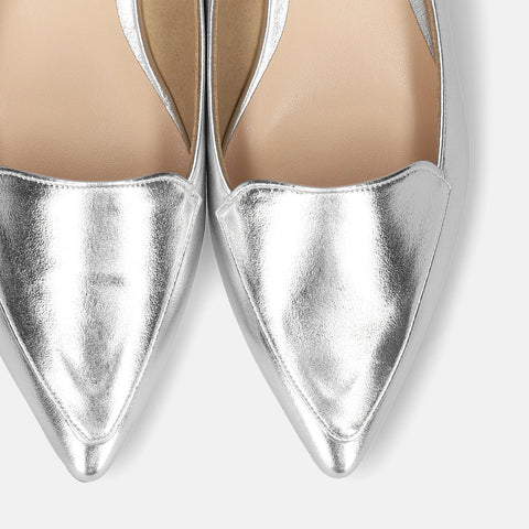 2025AWBI：甲深デザイン フラットシューズ（4767）シルバー