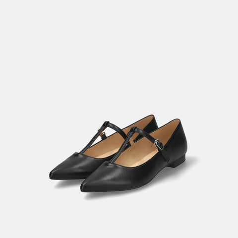 20%OFF: 2024SS: T-Strap Flat Shoes (4796) Black