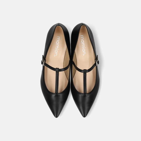 20%OFF: 2024SS: T-Strap Flat Shoes (4796) Black