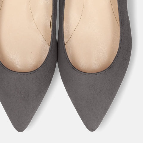 2026AW：iCoN COLORS：ポインテッドトゥ スエード フラットシューズ（C20142）チャコールS/mamian（マミアン）