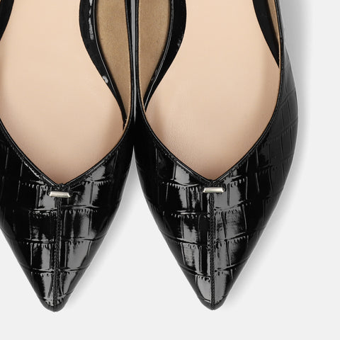 予約：メタルパーツ フラットシューズ（m17064）ブラックCR/mamian（マミアン）