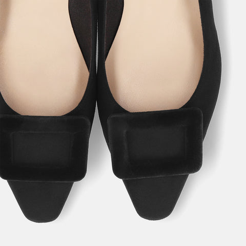 2025AW：スクエアバックル フラットシューズ（m18001）ブラックS/mamian（マミアン）