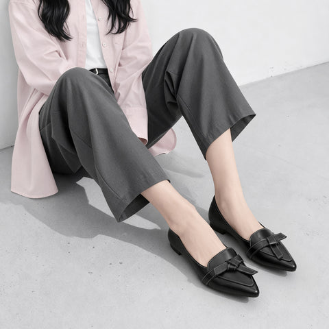 予約：2026SS：ステッチリボン ローファー（m17016）ブラック/mamian（マミアン）