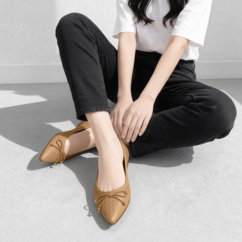 5% OFF: 2024SS: Mesh embossed ballet shoes (m17036) Beige MS