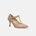 30%OFF：2025SS：Tストラップ パンプス 7cmヒール（m72003）ベージュ/mamian（マミアン）