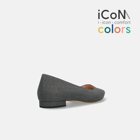 ラストワン50%OFF：iCoN COLORS：ポインテッドトゥ スエード フラットシューズ（C20142）チャコールS/mamian（マミアン）