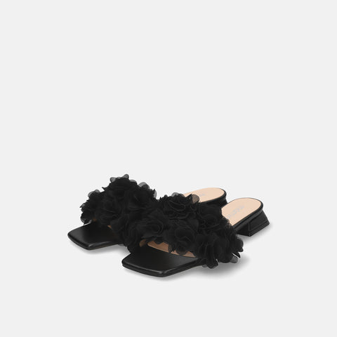 40%OFF：2025SS：ボリュームフリル フラットサンダル（m10bn14）ブラック/mamian（マミアン）