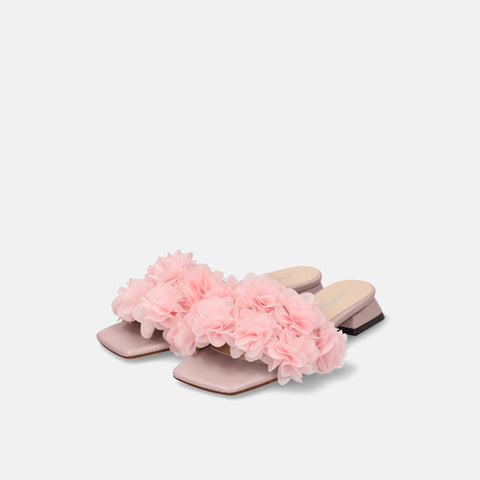 40%OFF：2025SS：ボリュームフリル フラットサンダル（m10bn14）ラベンダー/ピンク/mamian（マミアン）