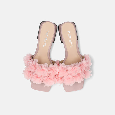 40%OFF：2025SS：ボリュームフリル フラットサンダル（m10bn14）ラベンダー/ピンク/mamian（マミアン）