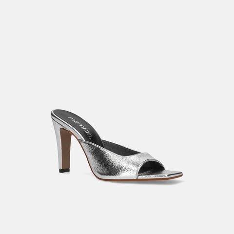 15% OFF: 2024SS: Square Toe Simple Mule (m96104) Silver