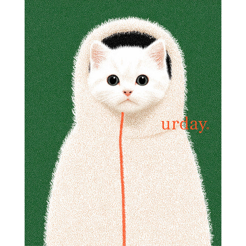 予約：urday【cat】アートワークスウェットプルパーカ（u-a-spk-0001-04）ホワイト