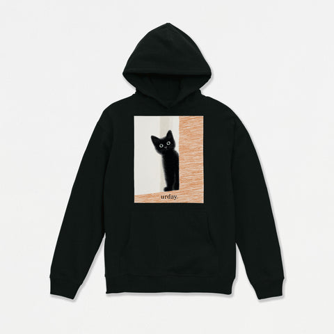 予約：urday【cat】アートワークスウェットプルパーカ（u-a-spk-0001-05）ブラック